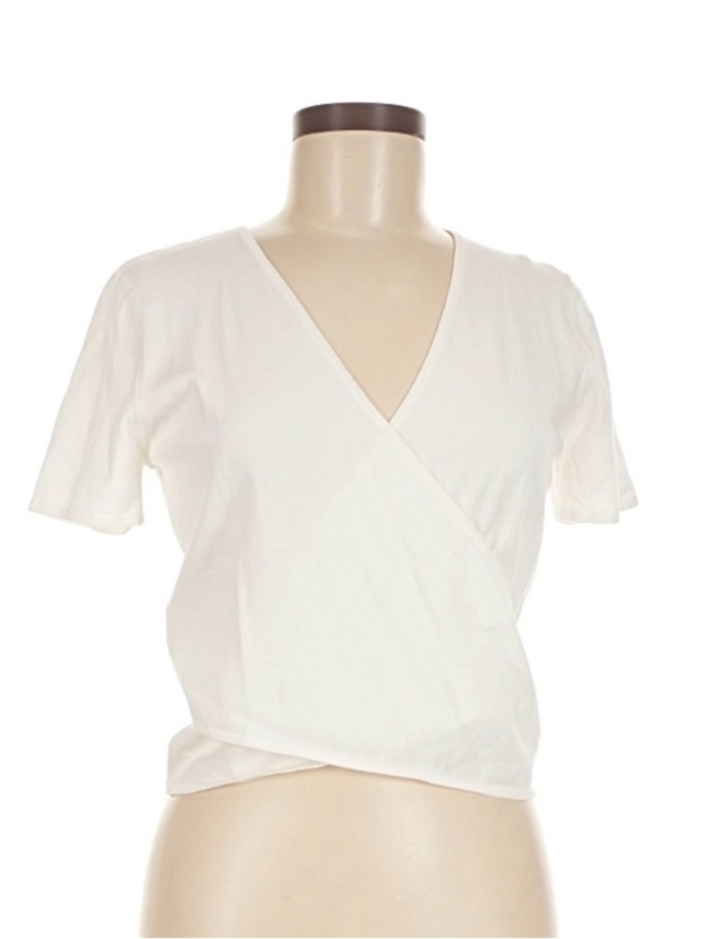 LOFT White Short Sleeve Wrap-Style V-Neck Top